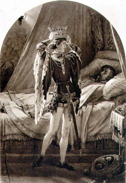 Cena de Henry IV (Parte I) Acto IV, Cena 2 de William Shakespeare (1564-1616) (gravura) de English School