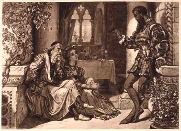 Cena de Othello, Acto I Cena 3, de William Shakespeare (1564-1616) (gravura) de English School