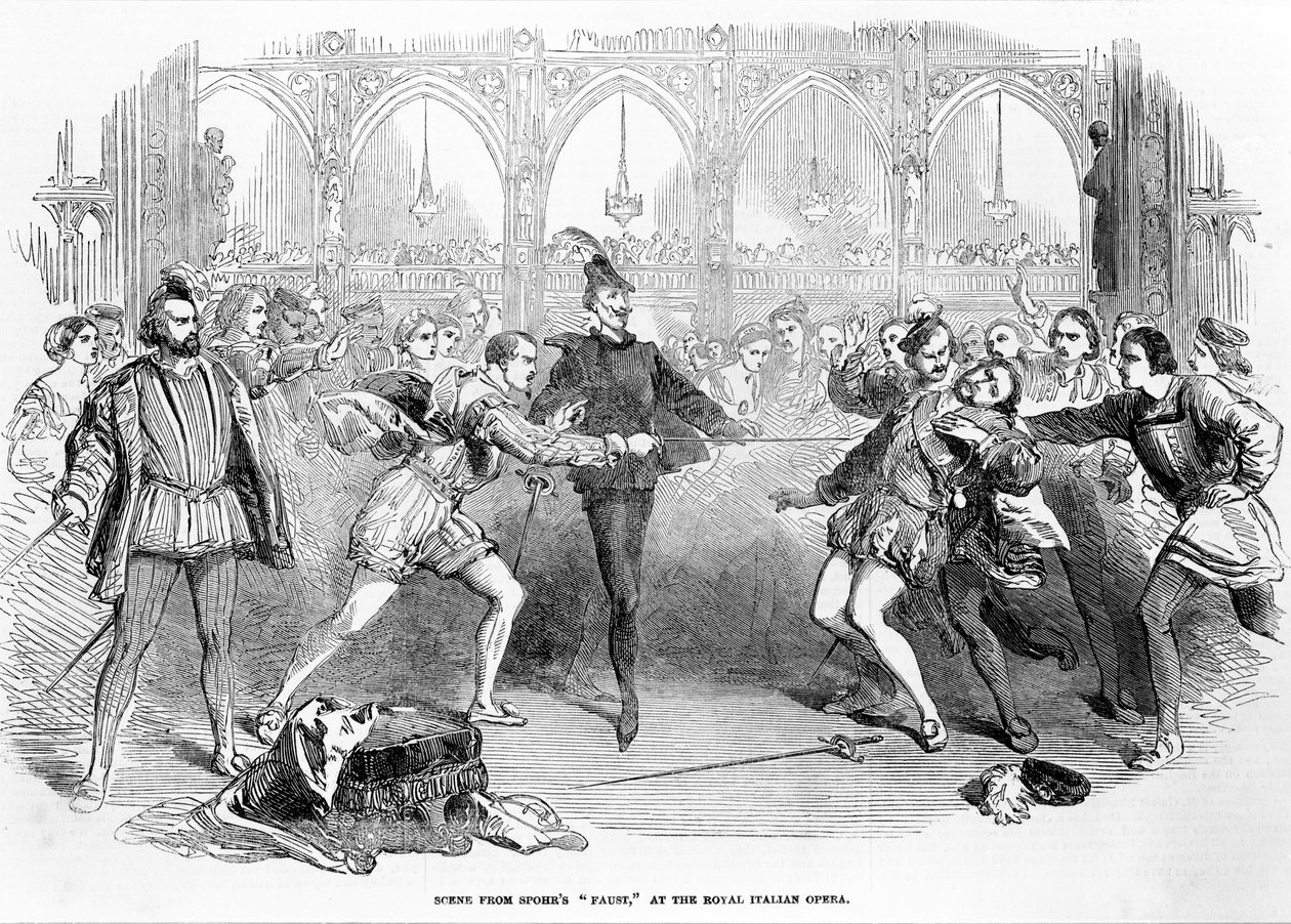 Cena de Spohrs Faust no Royal Italian Opera, 1852 de English School