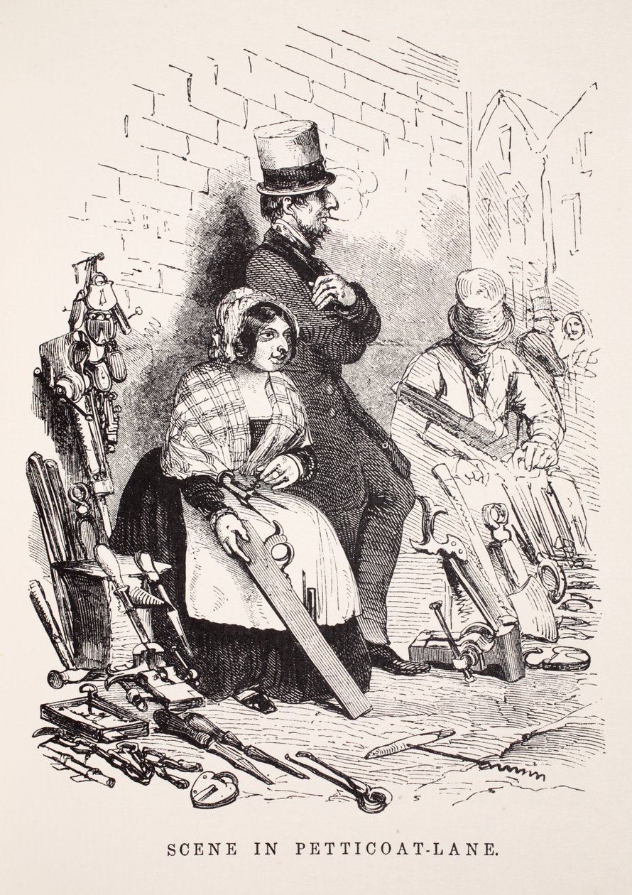 Cena na anágua-pista, ilustração do trabalho de Londres e pobre de Londres por Henry Mayhew, bar. 1862 de English School
