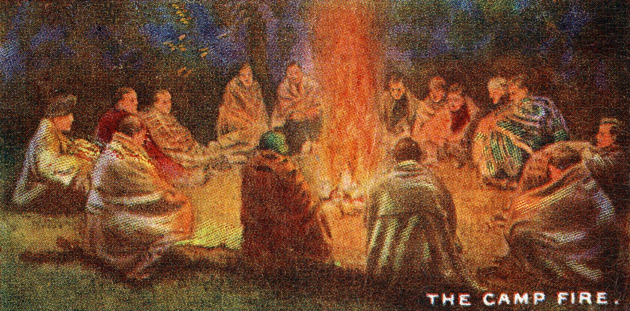 Escoteiros em volta do Camp Fire, 1929 de English School