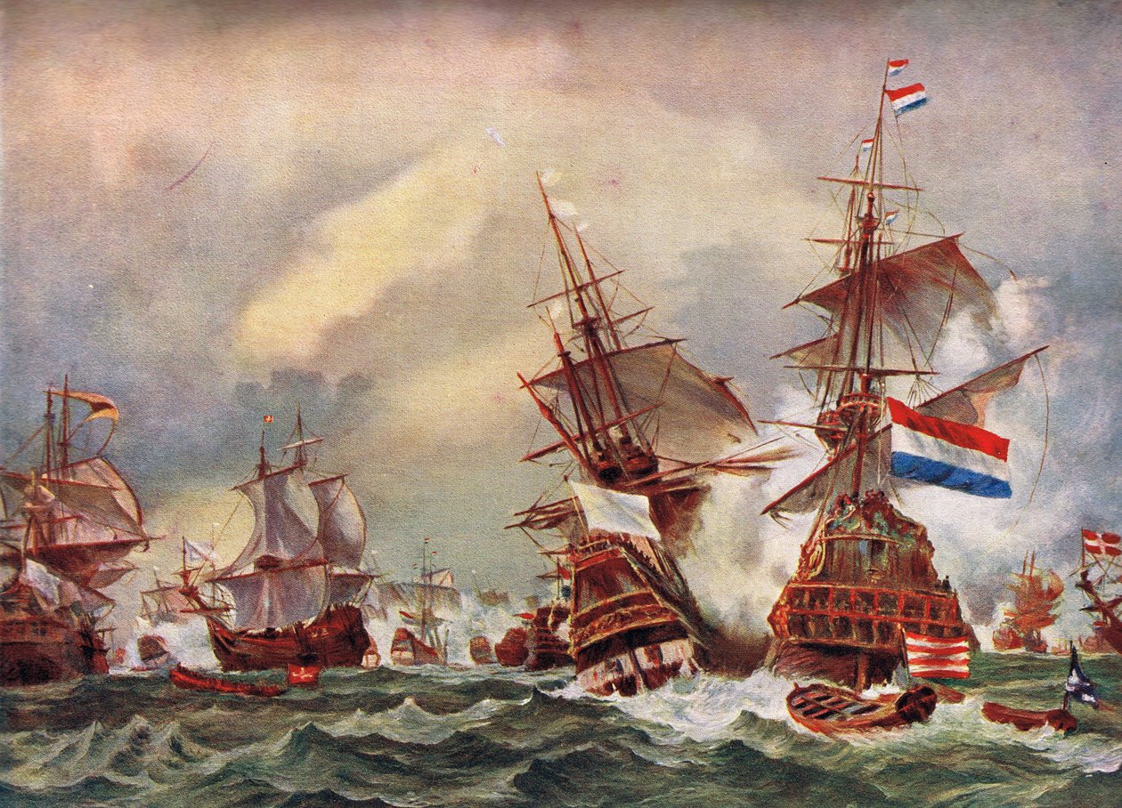 Batalha do Mar das Guerras Anglo-Holandesas, c.1700 de English School
