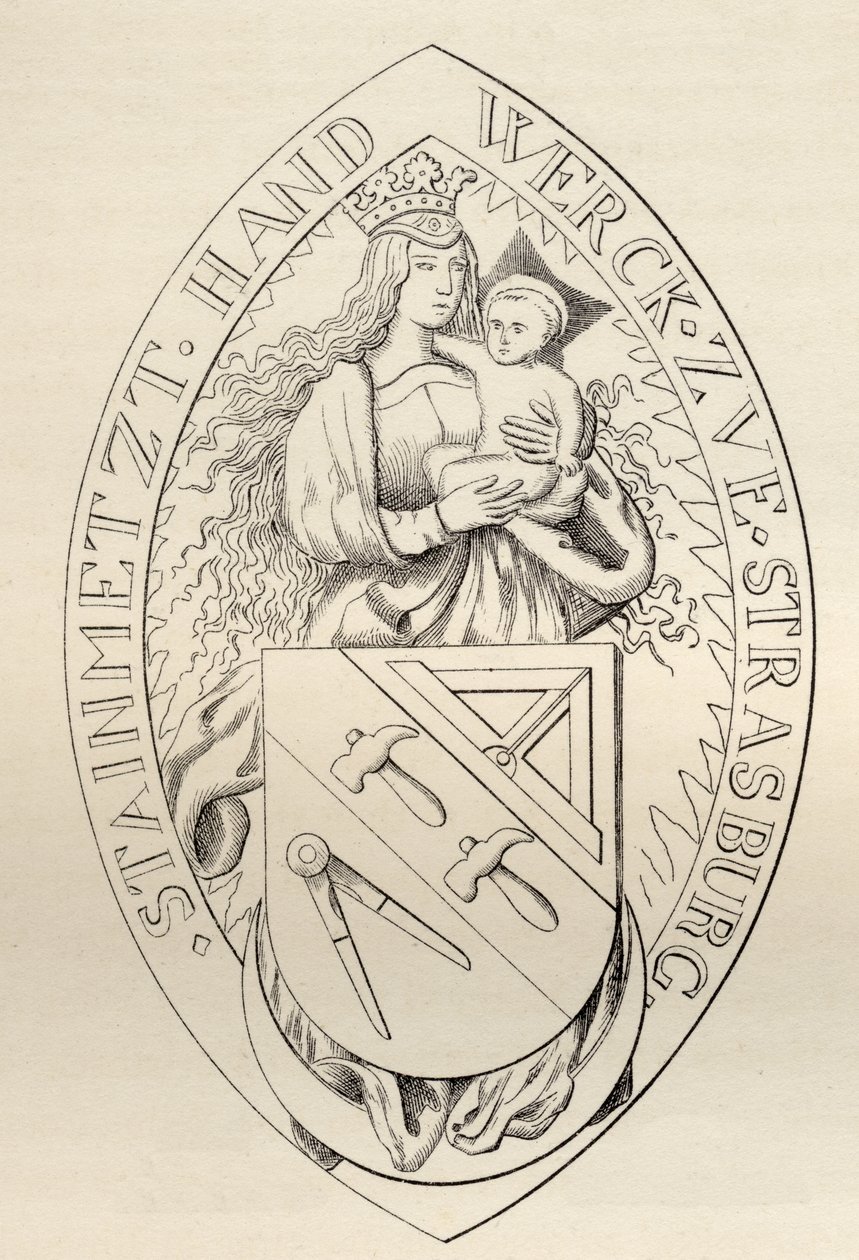 Selo dos Maçons de Estrasburgo, 1524, de "A História da Maçonaria, volume II", publicado por Thomas C. Jack, Londres, 1883 de English School