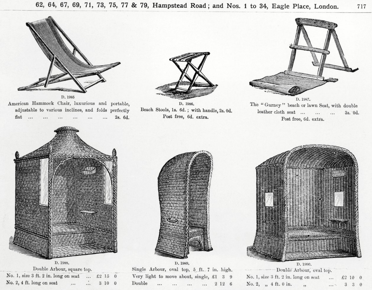 Assentos e arbustos do catálogo Oetzmann & Co. de English School
