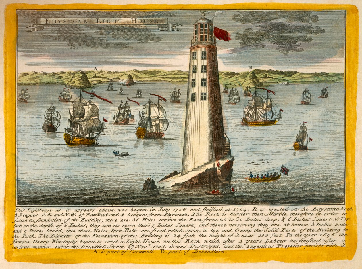 Segundo farol de Eddystone, perto de Plymouth de English School