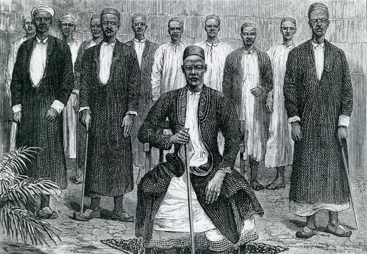 Sekebobo Chefe do Chagwe, Mtesa Chefe do Uganda, Chambarango e Pokino Primeiro Ministro (gravura) de English School