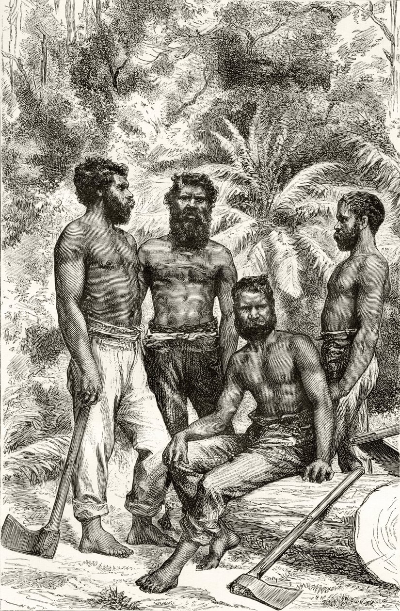 Aborígenes vitorianos semi-civilizados, de &39;Australian Pictures&39;, de Howard Willoughby, publicado pela Sociedade de Tratados Religiosos, Londres, 1886 de English School