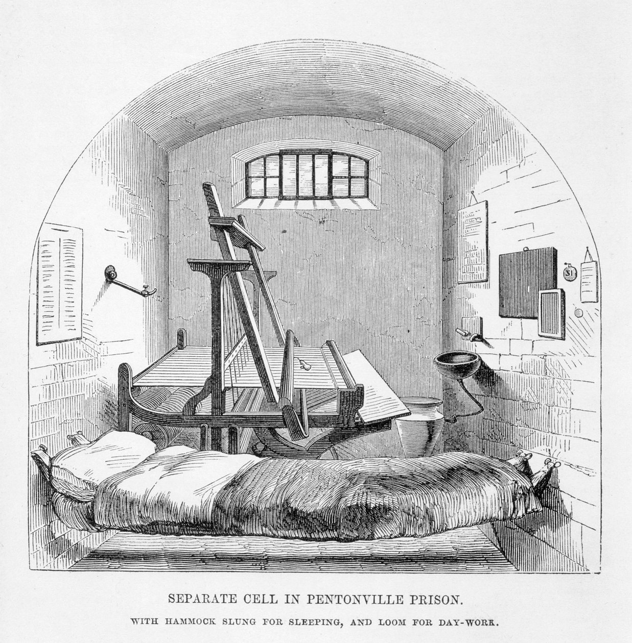 Cela Separada na Prisão de Pentonville, das Prisões Penais de Londres e Cenas da Vida na Prisão por Henry Mayhew (1812-1887) e John Binny, 1862 de English School
