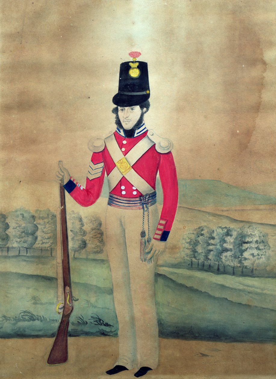 Sargento, Exército Britânico, c.1815 (wc no papel) de English School