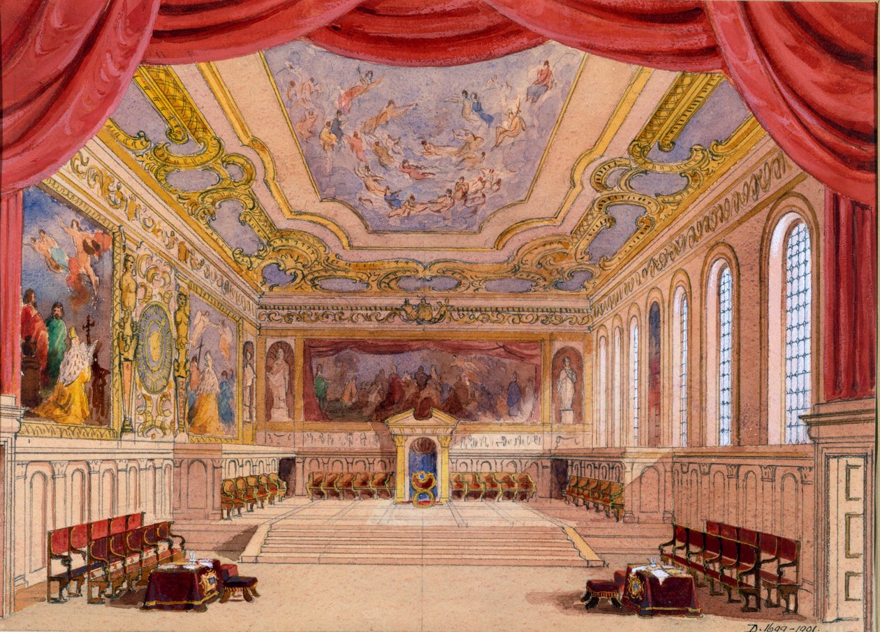 Cenografia para O Mercador de Veneza por William Shakespeare, 1858 (wc no papel) de English School