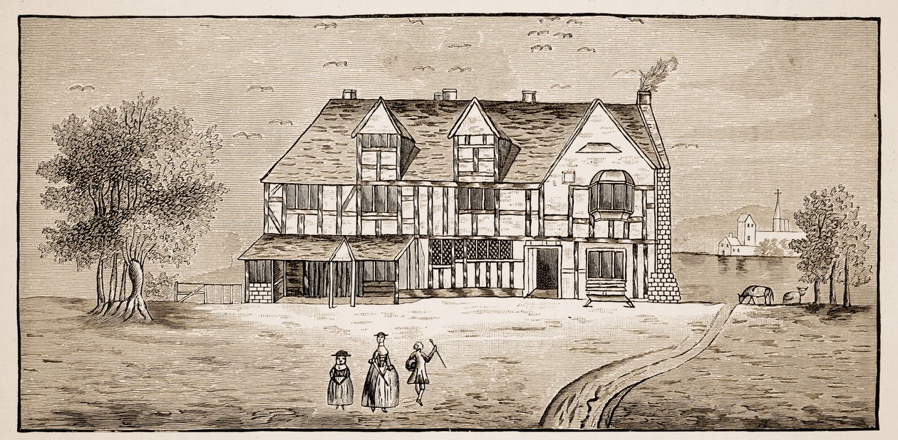 Shakespeares House, Stratford-Upon-Avon (foto em sépia) de English School