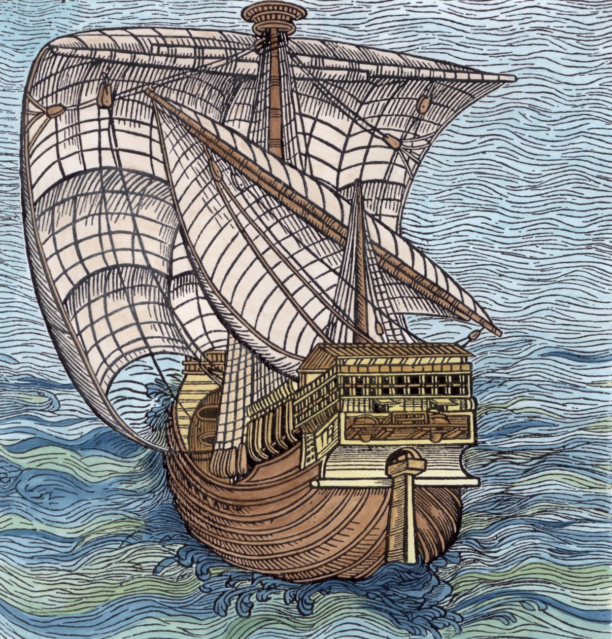 Navio de Columbus&39;Time &39;, de&39; A Narrativa e uma História Crítica da América &39;, editado por Justing Winsor, Londres, 1886 (posterior coloração) de English School