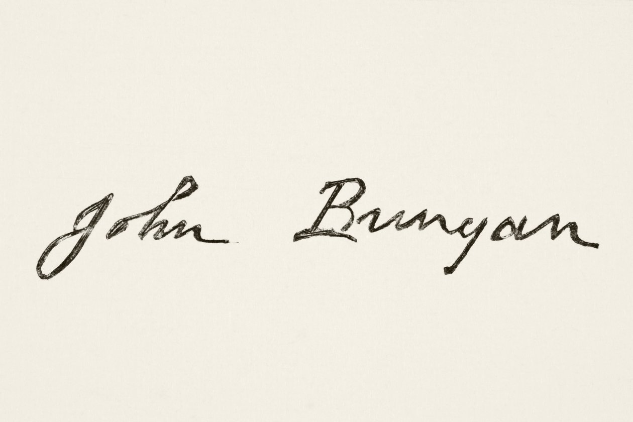 Assinatura de John Bunyan, de A História Nacional e Doméstica da Inglaterra por William Hickman Smith Aubrey (1858-1916) publicou Londres, c.1890 de English School