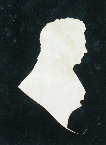 Silhueta de Michael Faraday (1800-79) do seu próprio álbum de recortes de English School