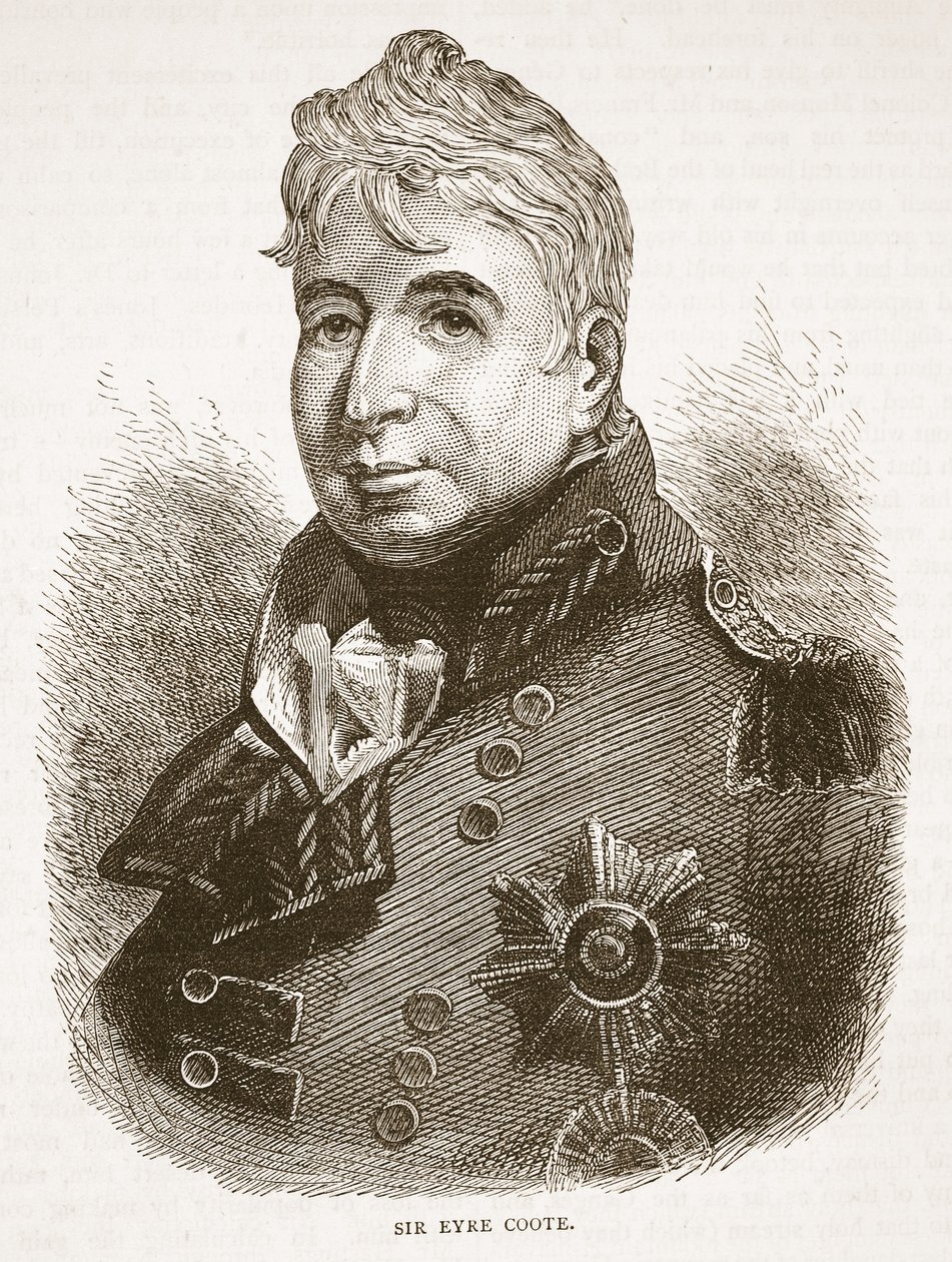 Sir Eyre Coote, ilustração da história ilustrada Cassells da Índia por James Grant, bar. 1879 de English School