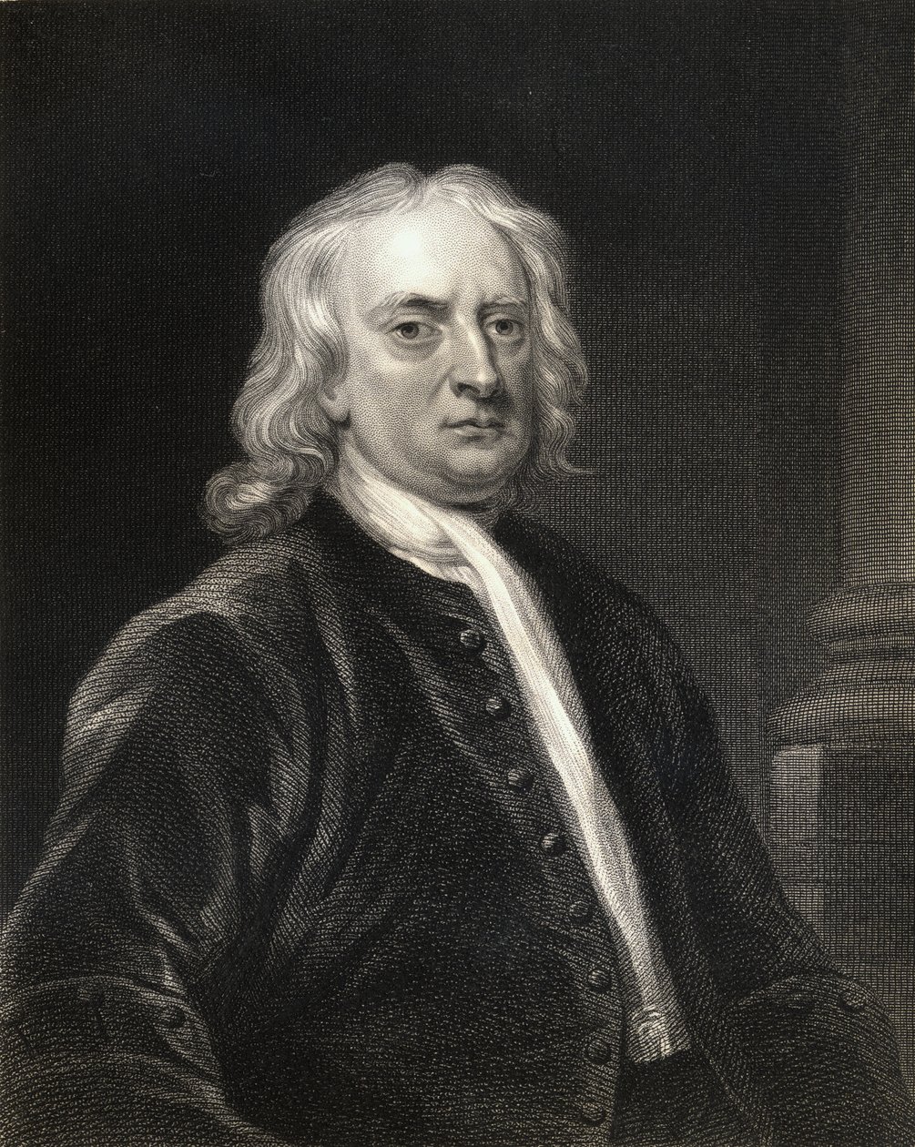 Sir Isaac Newton (1642-1727) da Gallery of Portraits, publicado em 1833 de English School