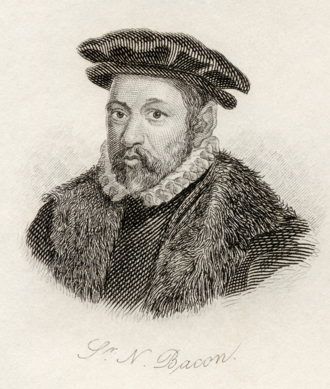 Sir Nicholas Bacon, do &39;Crabb&39;s Historical Dictionary&39;, publicado em 1825 de English School