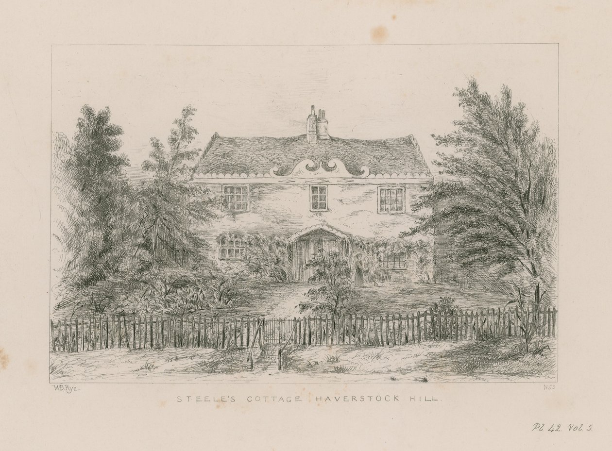 Casa de campo de Sir Richard Steele, Haverstock Hill (gravura) de English School
