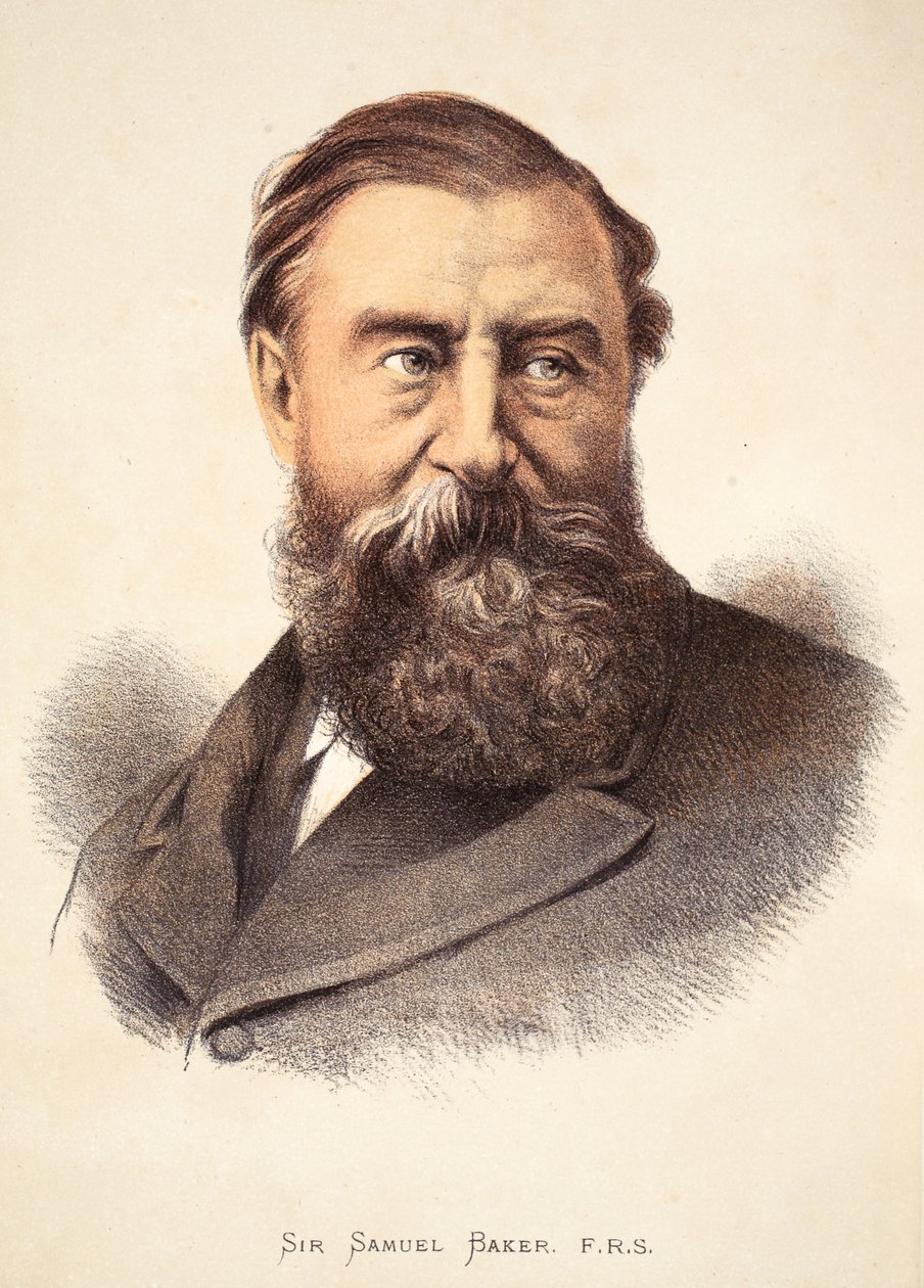 Sir Samuel Baker, ilustração da edição pictórica da vida e das descobertas de David Livingstone por J. Ewing Richie, pub. por A. Fullarton & Co., 1876 de English School