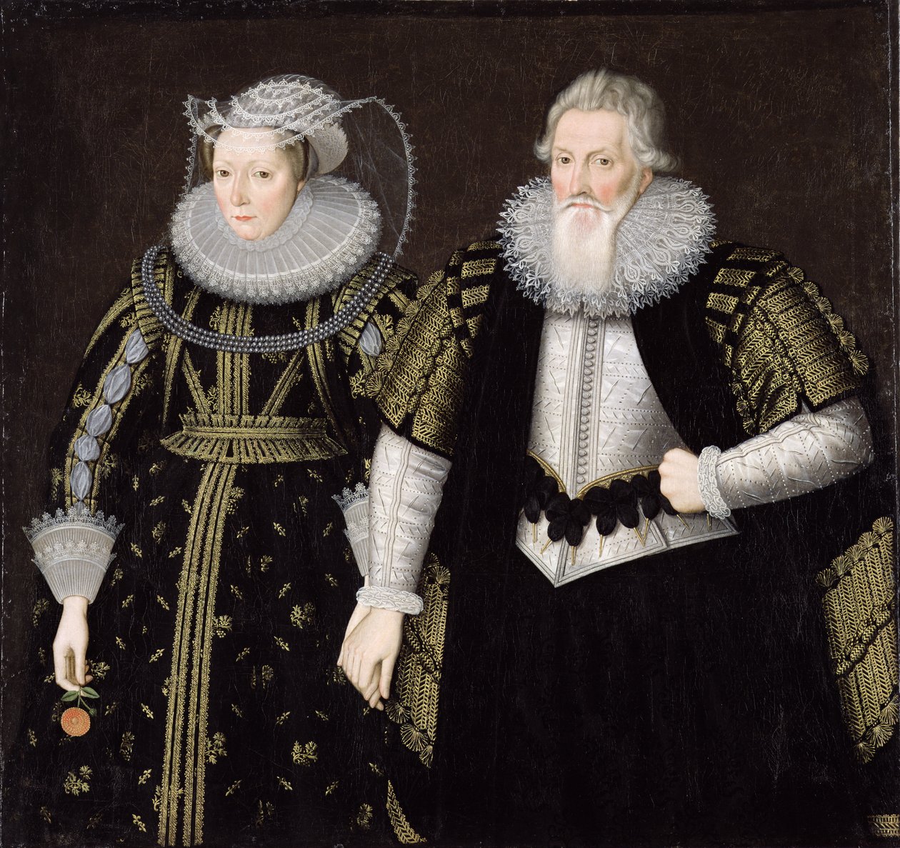 Sir Thomas Mansel (1556-1631) e Jane (Pole) Lady Mansel (óleo sobre tela) de English School