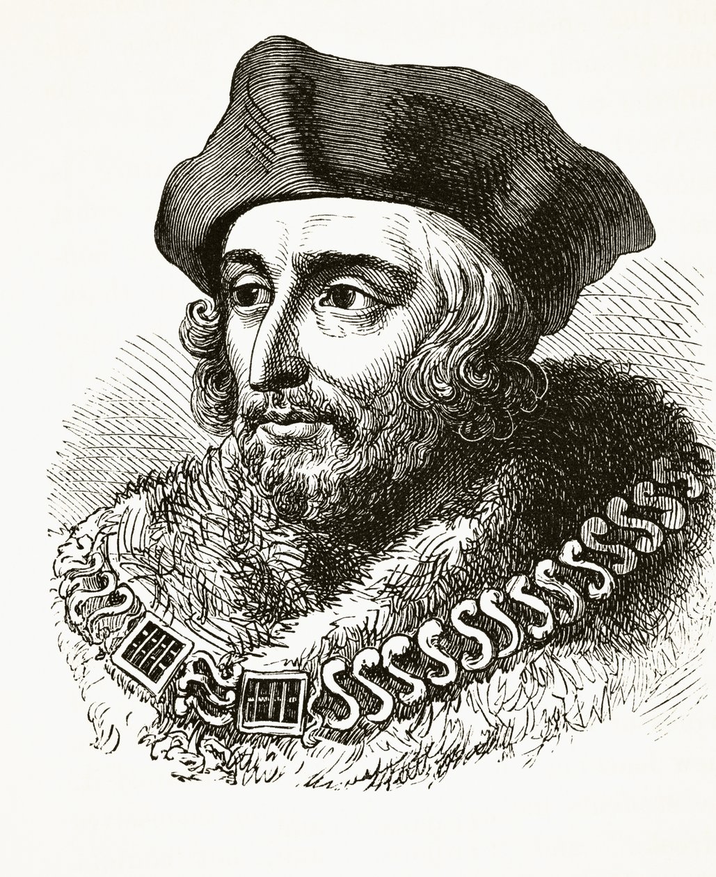 Sir Thomas More, de "A História Nacional e Doméstica da Inglaterra", de William Hickman Smith Aubrey (1858-1916) publicou Londres, c.1890 de English School
