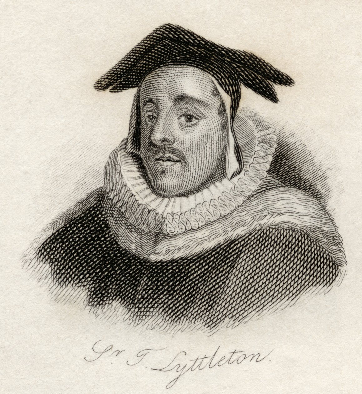 Sir Thomas de Littleton, do &39;Crabb&39;s Historical Dictionary&39;, publicado em 1825 de English School