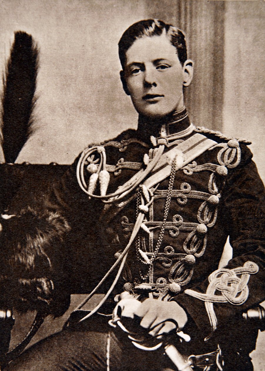 Sir Winston Churchill como tenente nos 4º hussardos em 1895 (fotogravura) de English School
