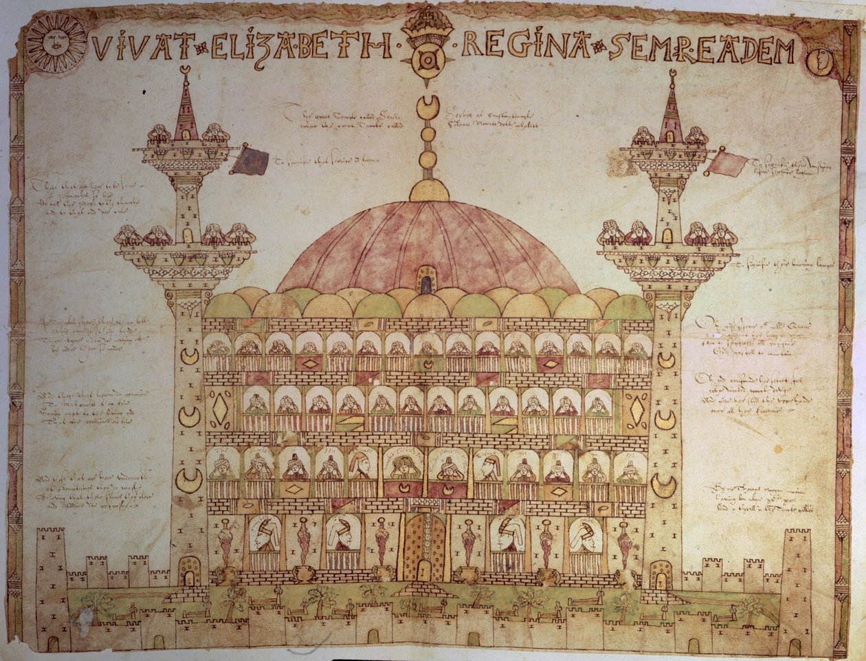 Sloane 5234 fol.91v-92 Representação de Haghia Sophia, Constantinopla, com verso de Thomas Morgan (vellum) de English School