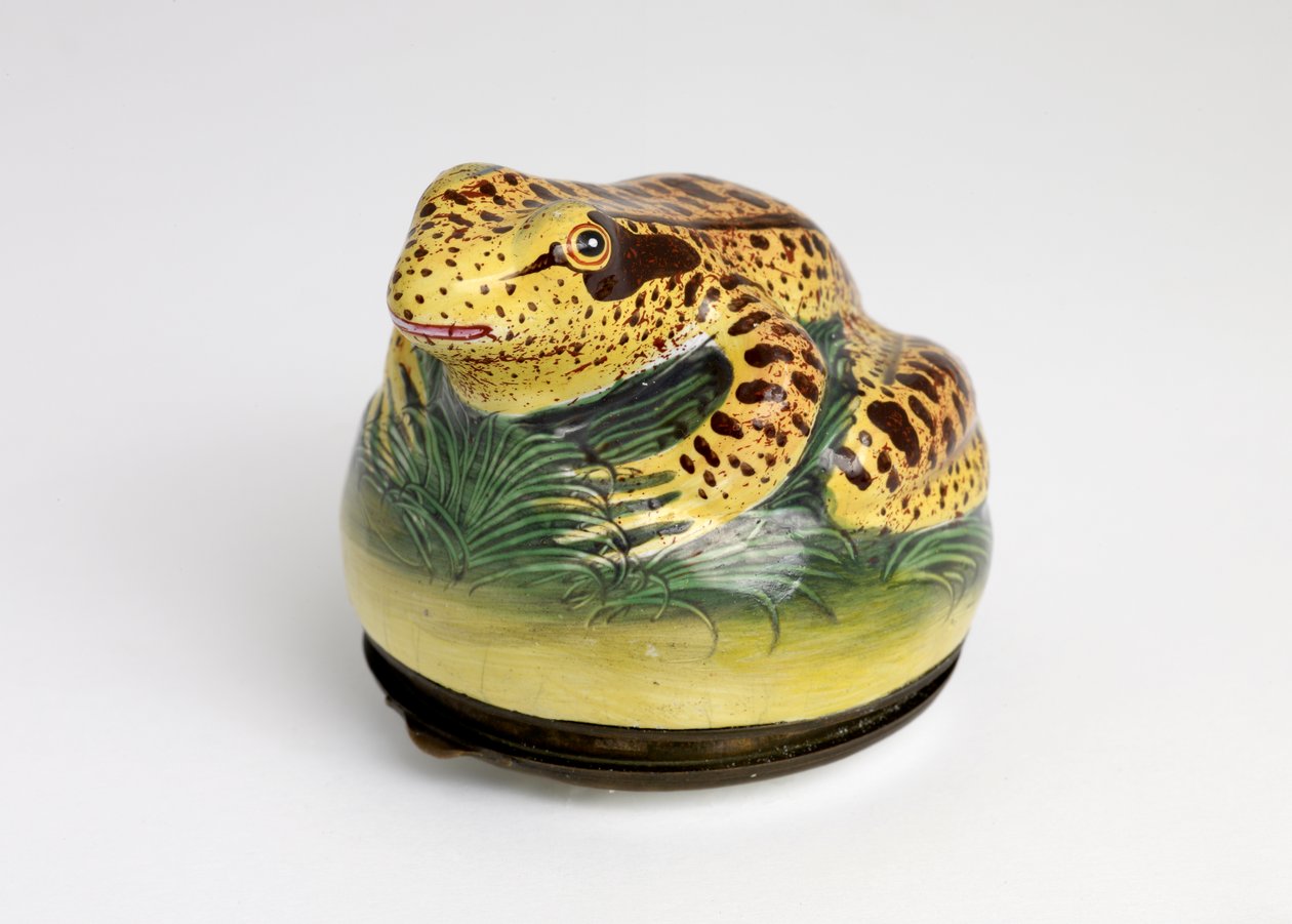 Caixa de rapé estampada em forma de rã, c.1775-80 (esmalte) de English School