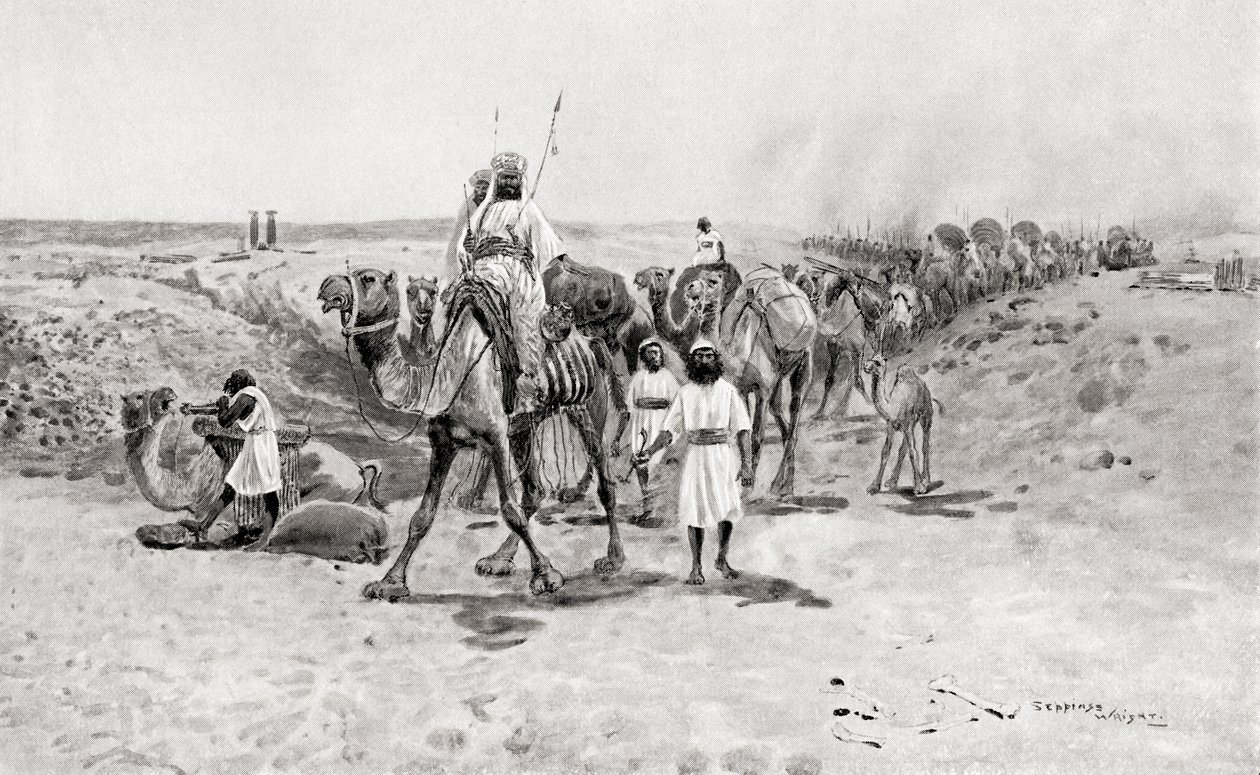 Salomão envia presentes a Hiram I, o rei fenício de Tiro, da História das Nações de Hutchinson, pub.1915 de English School