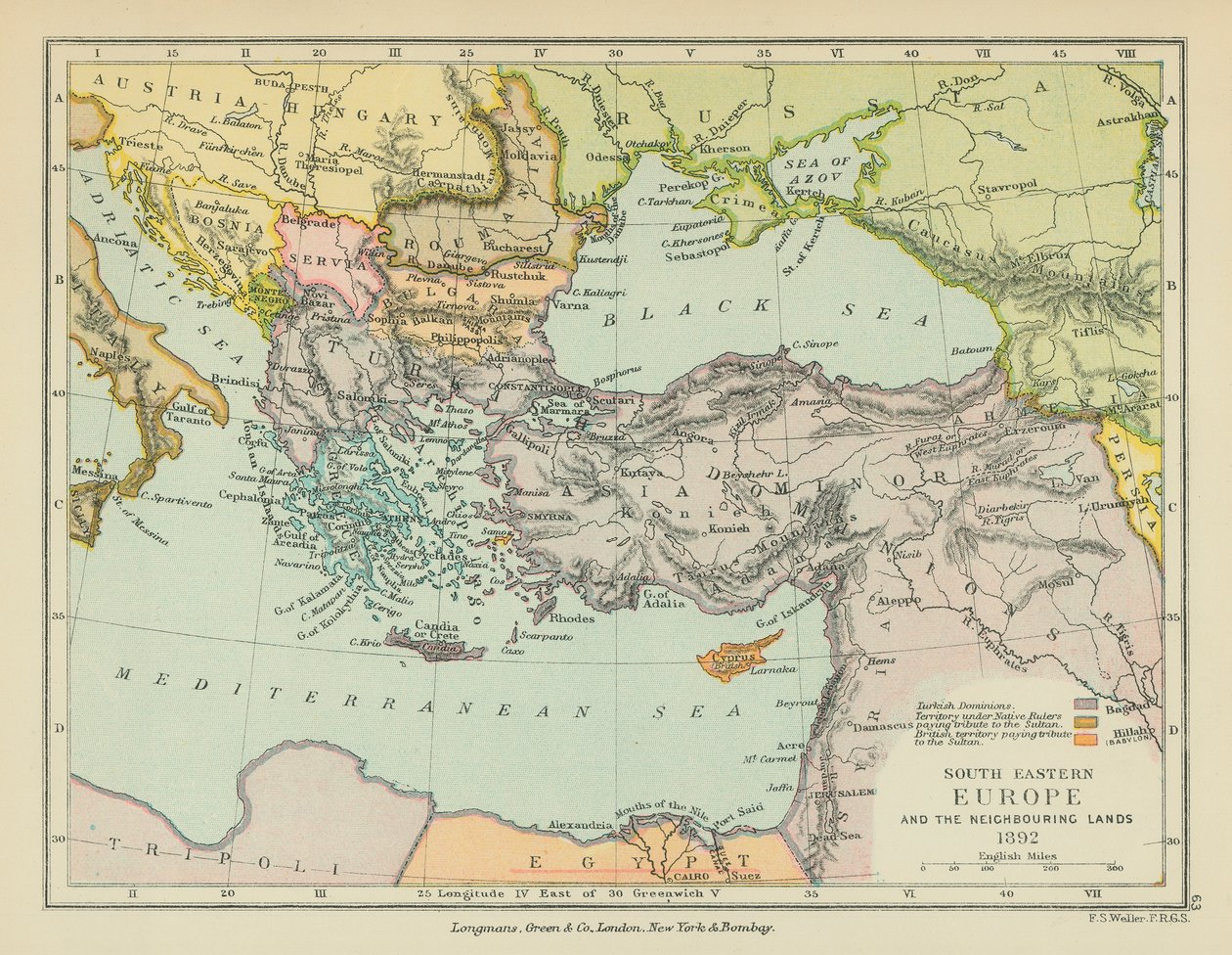 Europa do Sudeste e países vizinhos (litografia a cores) de English School