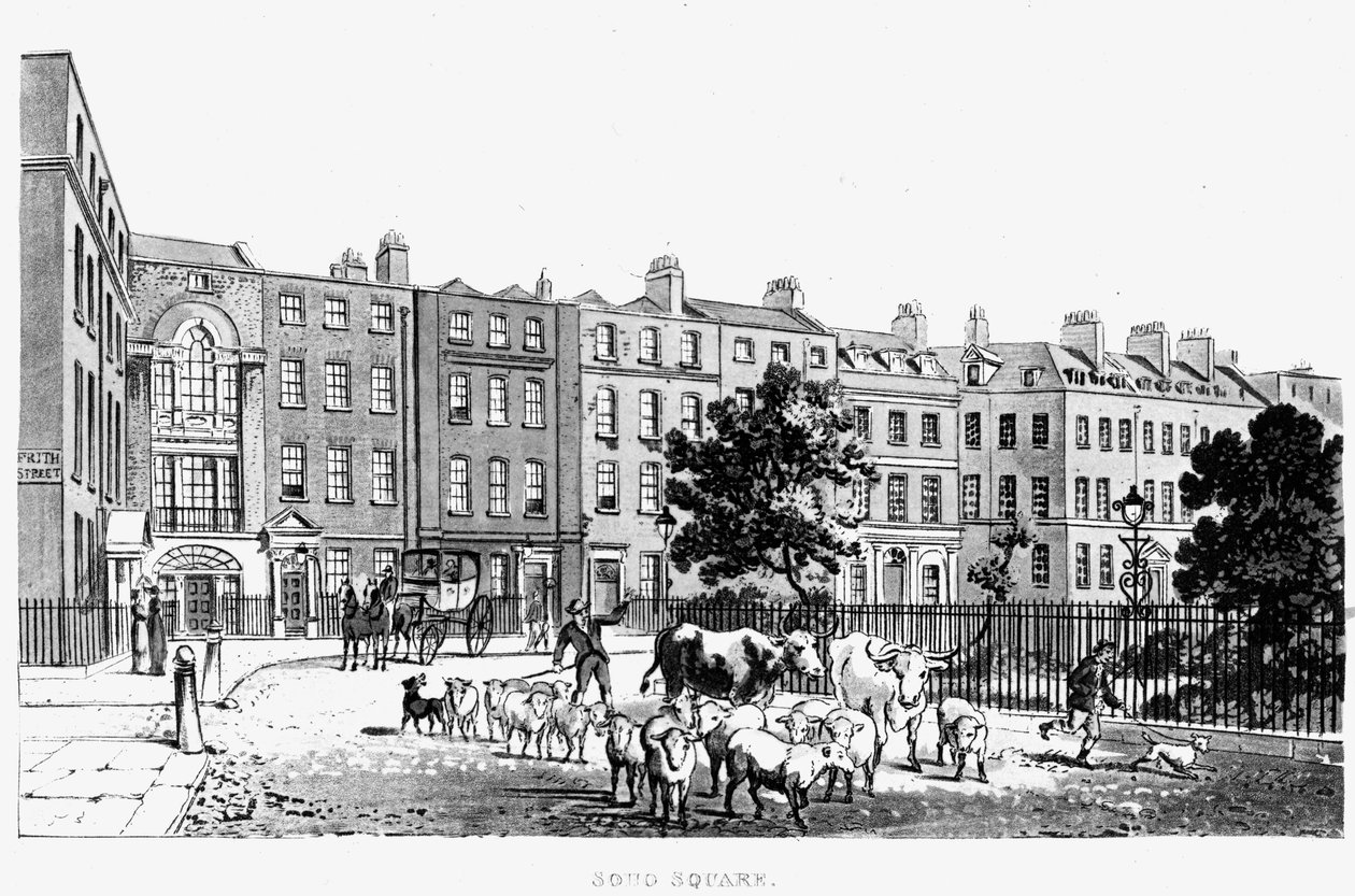 Esquina sudoeste da Praça Soho, 1816 de English School