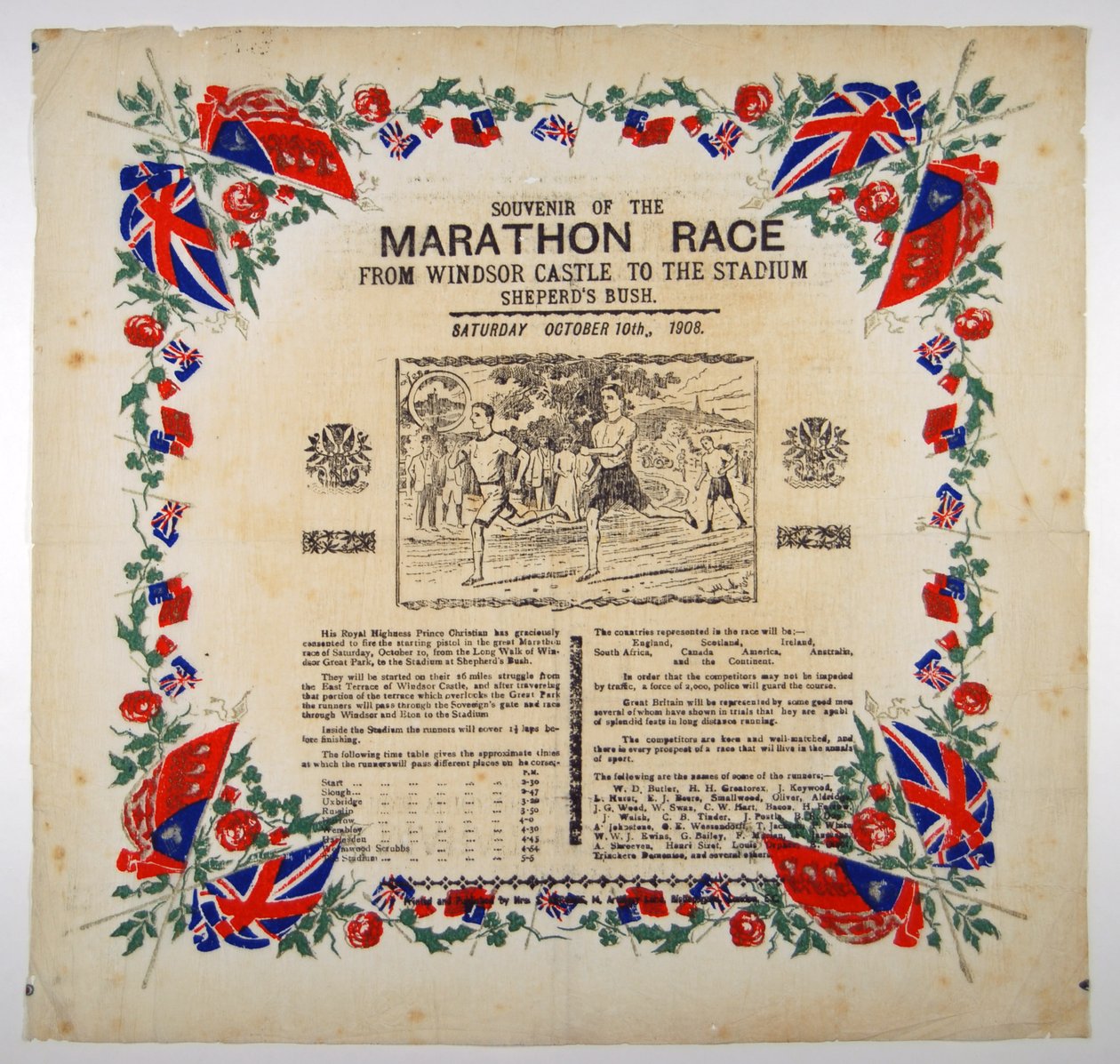 Lembrança da Corrida de Maratona do Castelo de Windsor ao Estádio, Shepherds Bush, 1908 de English School