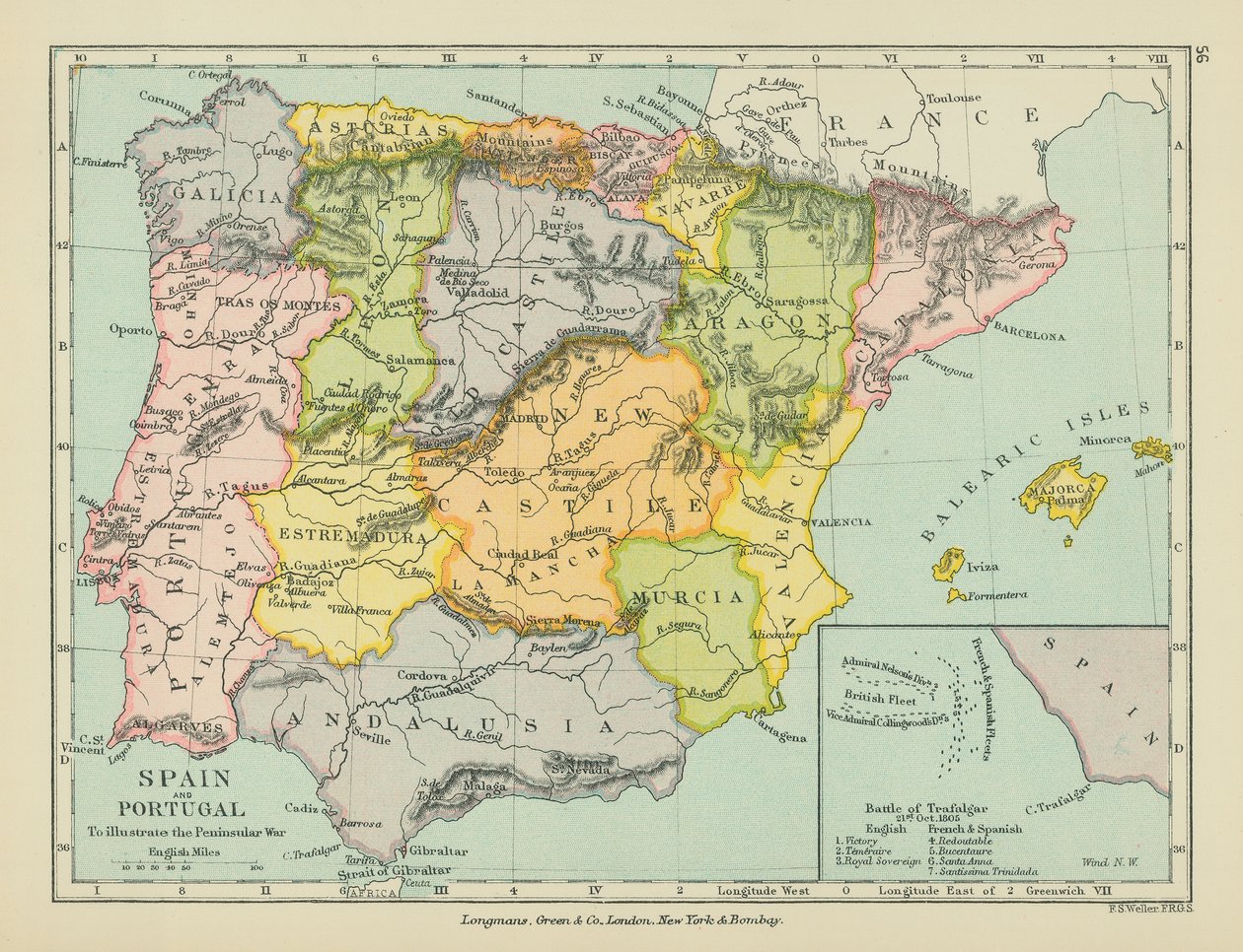 Espanha e Portugal (litografia a cores) de English School
