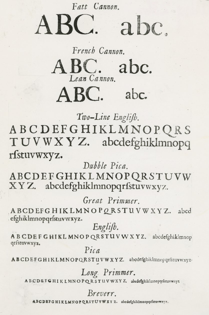 Fontes de amostra de English School