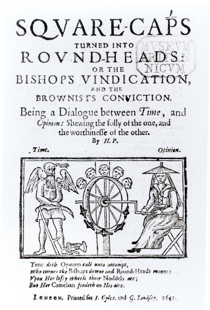 Square-Caps transformou-se em Round Heads, 1642 de English School