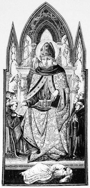 Santo Agostinho, Bispo de Hipona, ilustração da Ciência e Literatura da Idade Média e do Renascimento, escrita e gravada por Paul Lacroix, 1878 de English School