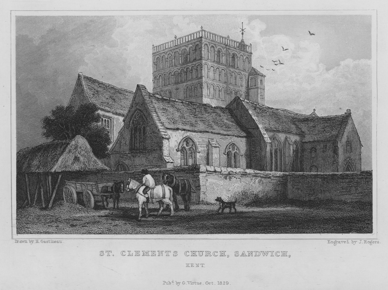 Igreja de São Clemente, Sandwich, Kent (gravura) de English School
