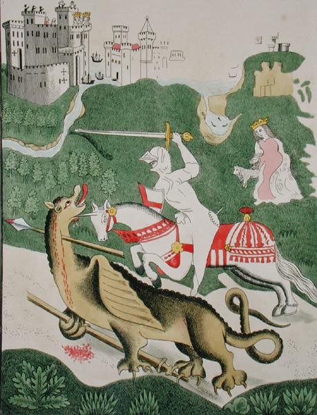 São Jorge com o Dragão, da Capela da Trindade em Stratford Upon Avon, Warwickshire de English School