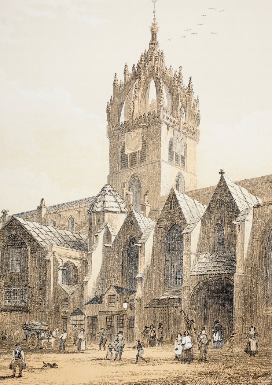 A Catedral de St. Giles ou a Alta Kirk de Edimburgo, de "The Scots Worthies de acordo com a Segunda Edição de Howie, 1781", de John Howie (1735-93), publicada em 1879 de English School
