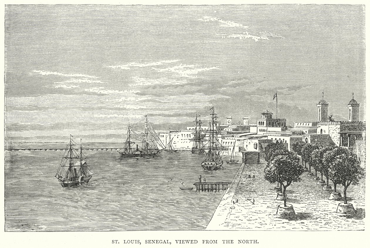 São Luís, Senegal, vista do Norte (gravura) de English School