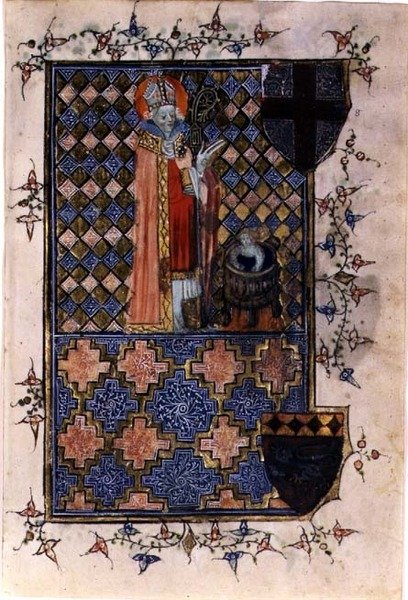 São Nicolau Revivendo um Jovem, de um livro de horas, c.1400-40 (vellum) de English School