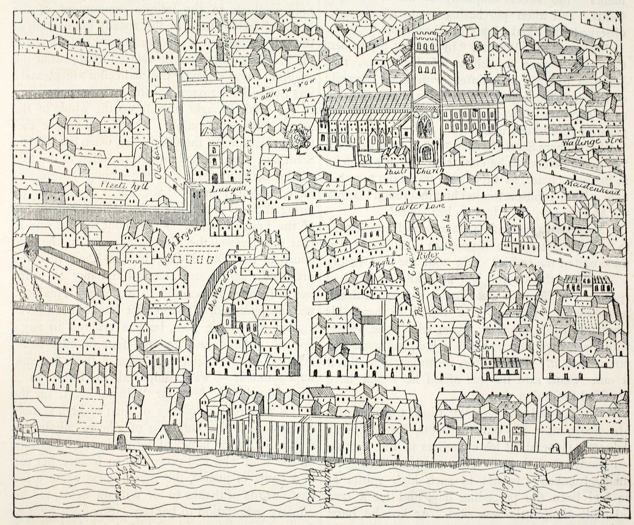 St. Pauls and Neighborhood, do Aggas Plan, 1563 de English School