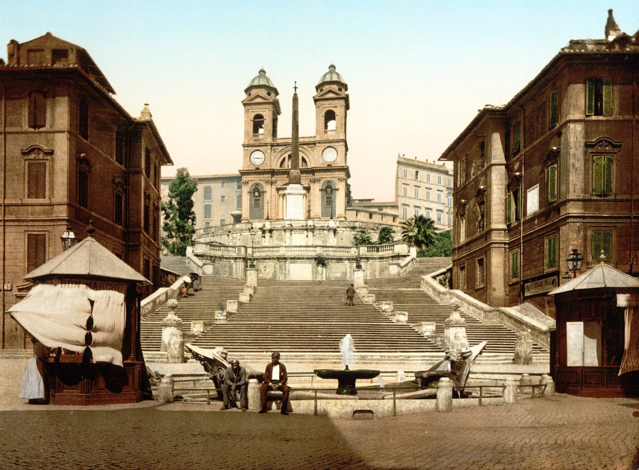 Sta. Trinita dei Monti, Roma (foto colorida à mão) de English School