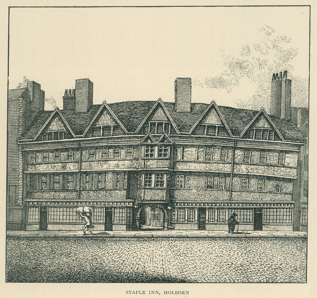Staple Inn, Holborn (litografia) de English School