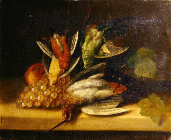Natureza morta das aves, c.1840 (óleo sobre tela) de English School