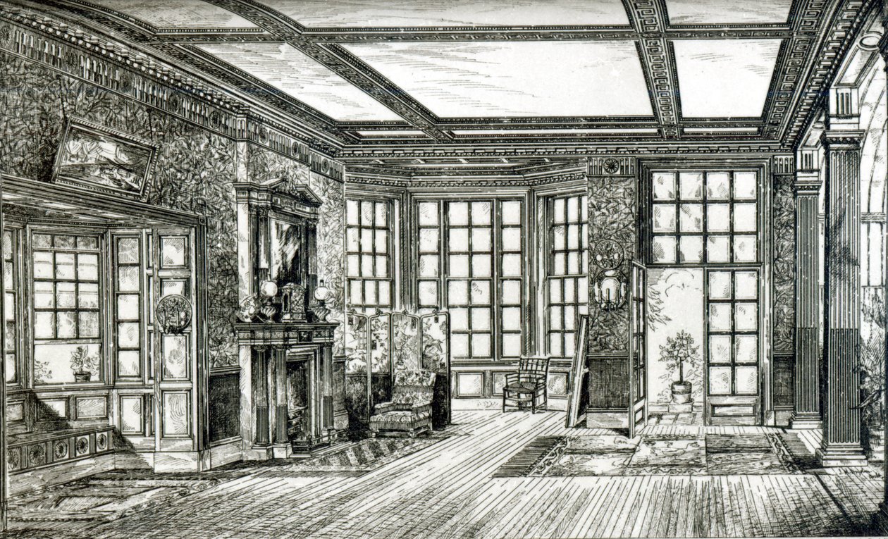 Estúdio para James Tissot Esquire, Grove End Road, 1874 (litho) (foto bw) de English School