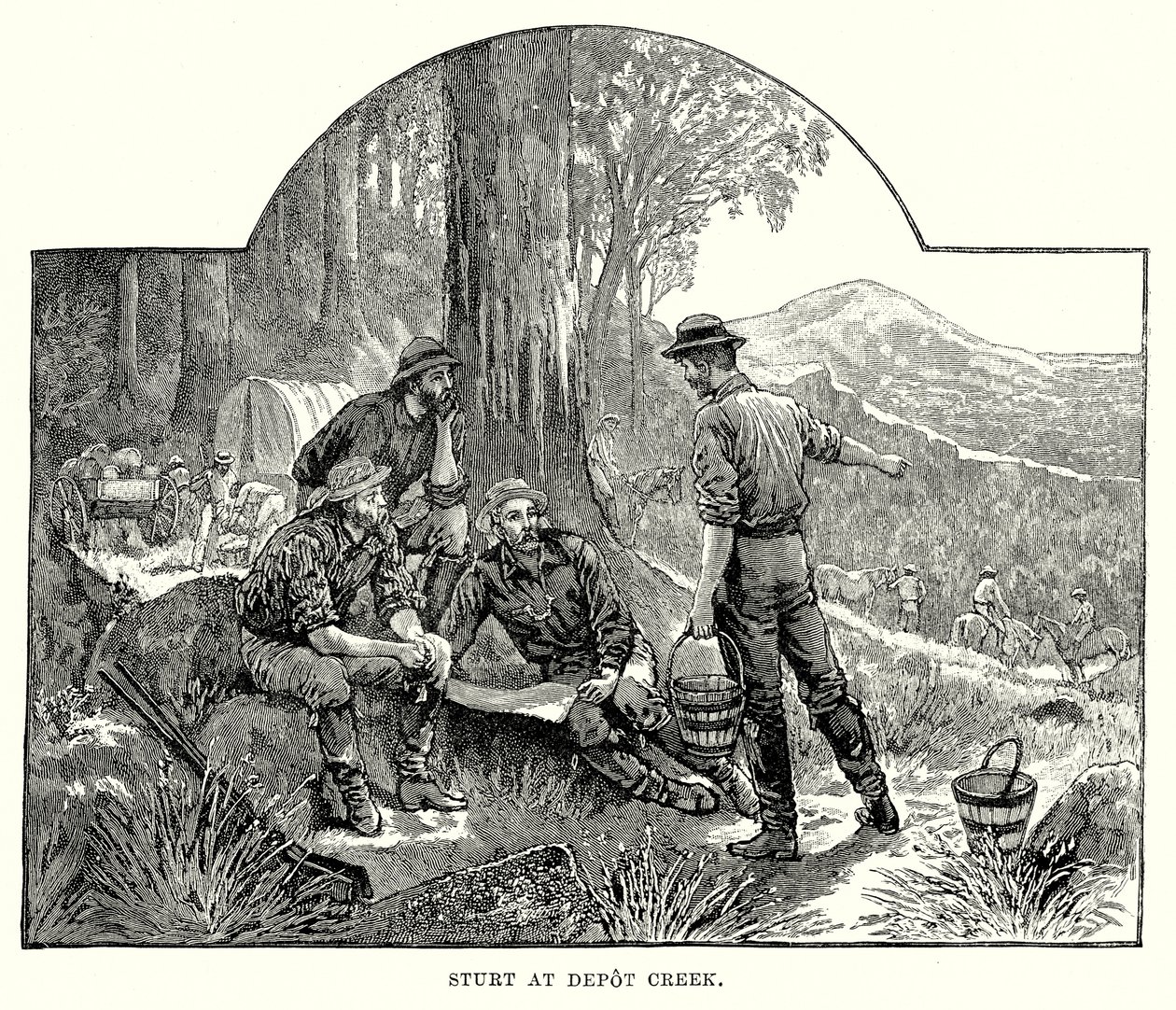 Sturt em Depot Creek (gravura) de English School