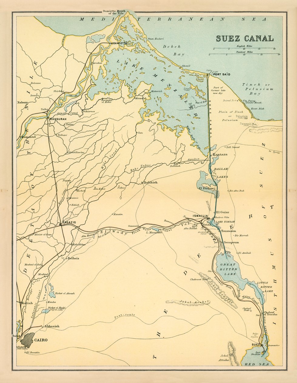 Canal do Suez (litografia a cores) de English School