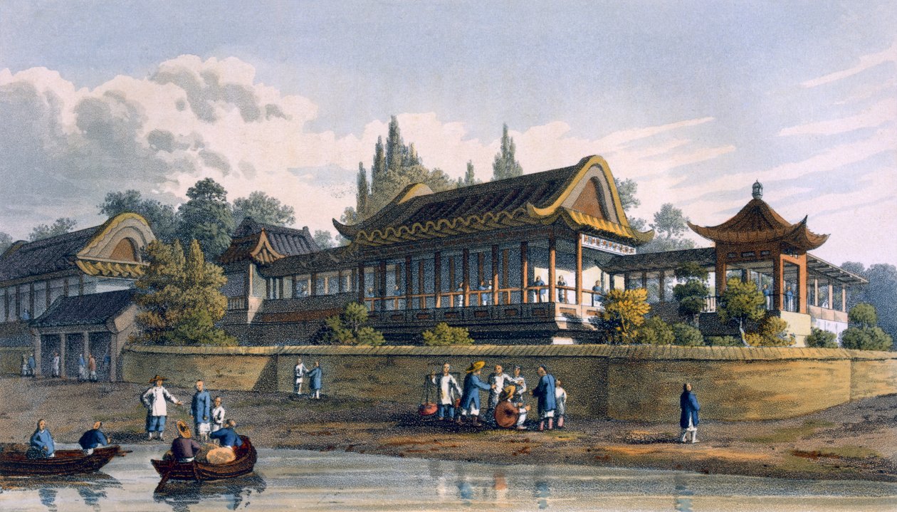 Palácio de Verão do Imperador, em frente à cidade de Tien-Sing, 1817 de English School